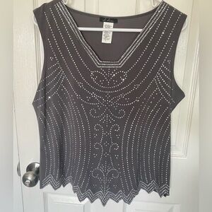 S. Levine Grey Sequin Top